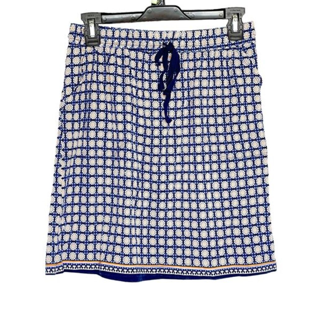 Max Studio Womens Skirt Size Medium Mini Floral Print Y2k Retro Blue Drawstring
